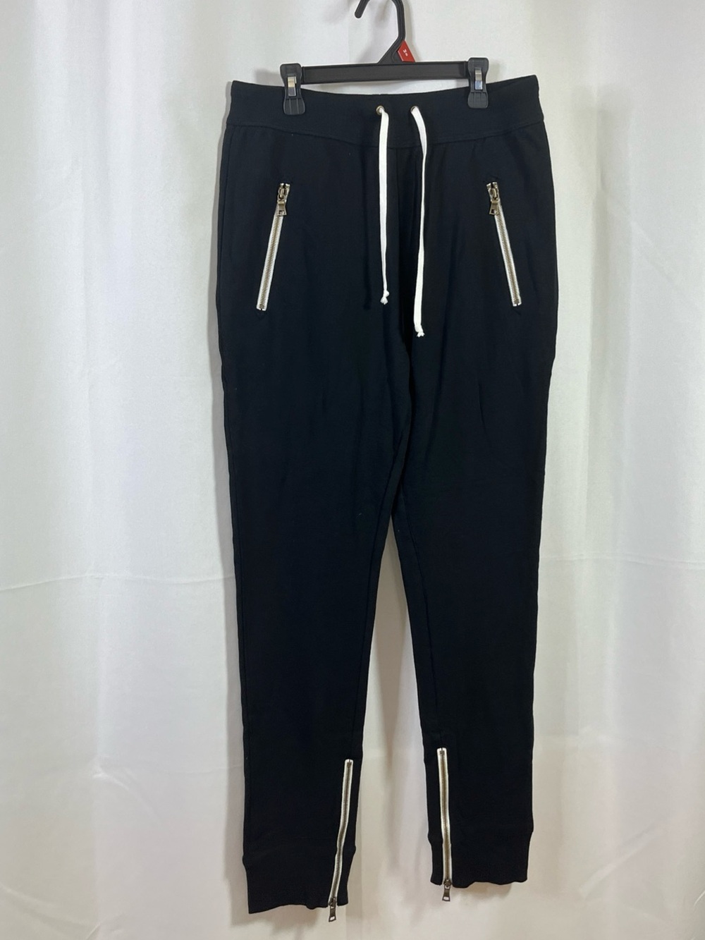 Hudson Let Yourself Go Black Men’s Jogger 4 pocket white  zip Pants Size M NWOT